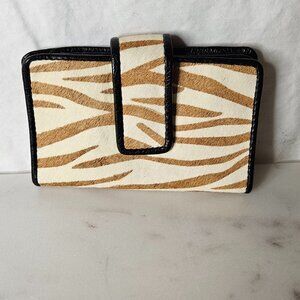 Wilson Leather Pella Small Leather and Cow Fur Snap Card Case, 12 card slots